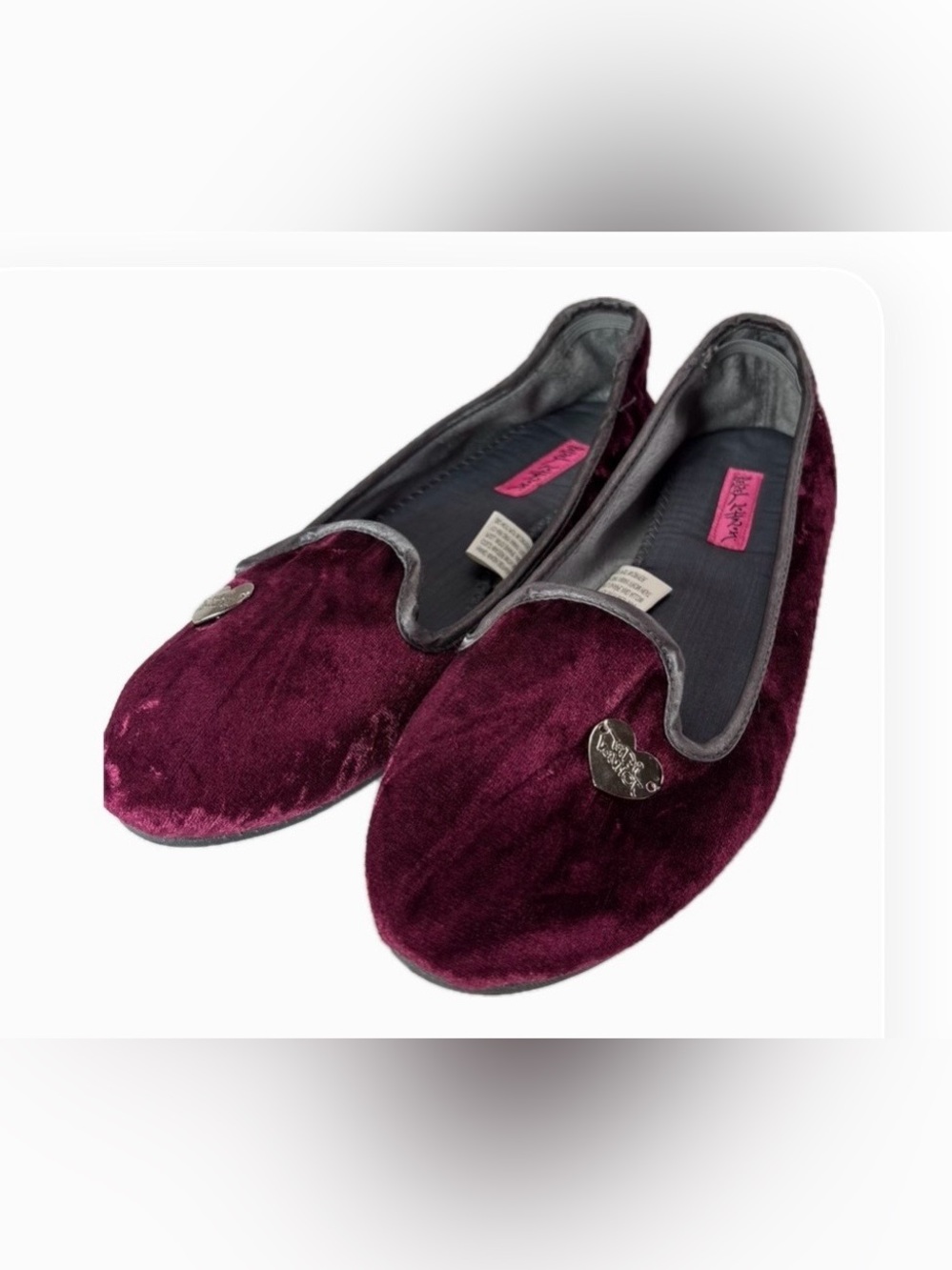 Betsey Johnson Women's Wine Velvet Slip-On Loafers